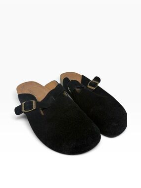 Black Suede Buckle Slip-on clog-41 (US 10) Neonostalgia/Retro 90s y2K